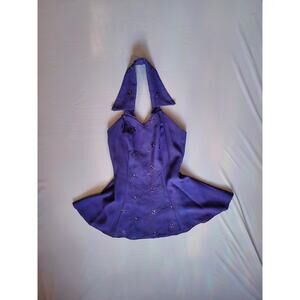 Vintage Y2K Purple Halter Mini Dress Fairycore Party Dress